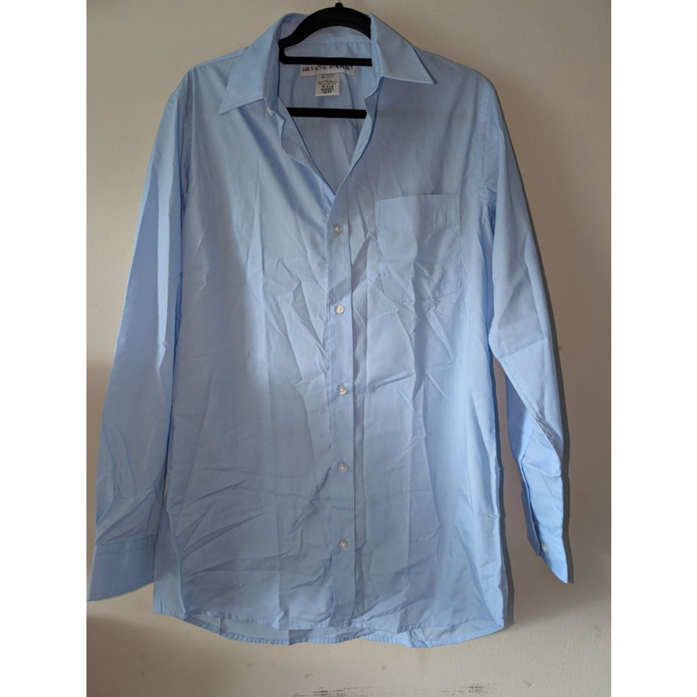 Men's Irvine Park Light Blue Dress Shirt Neck 15.5,